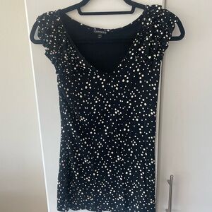 Express Black and White Polka Dot Top in XS
